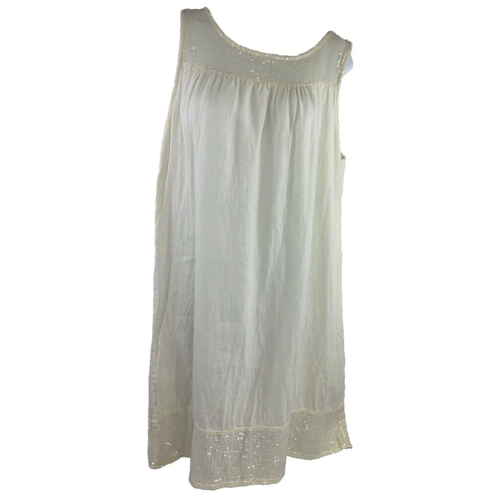 Lungo L'arno Italy Women's Size S Linen Slip Dress Sequin Sheer Lightweight